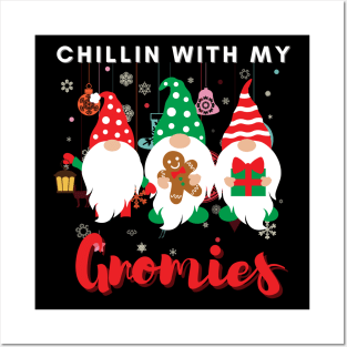 Chillin with my gnomies,Christmas funny gnomes, Merry Christmas Posters and Art